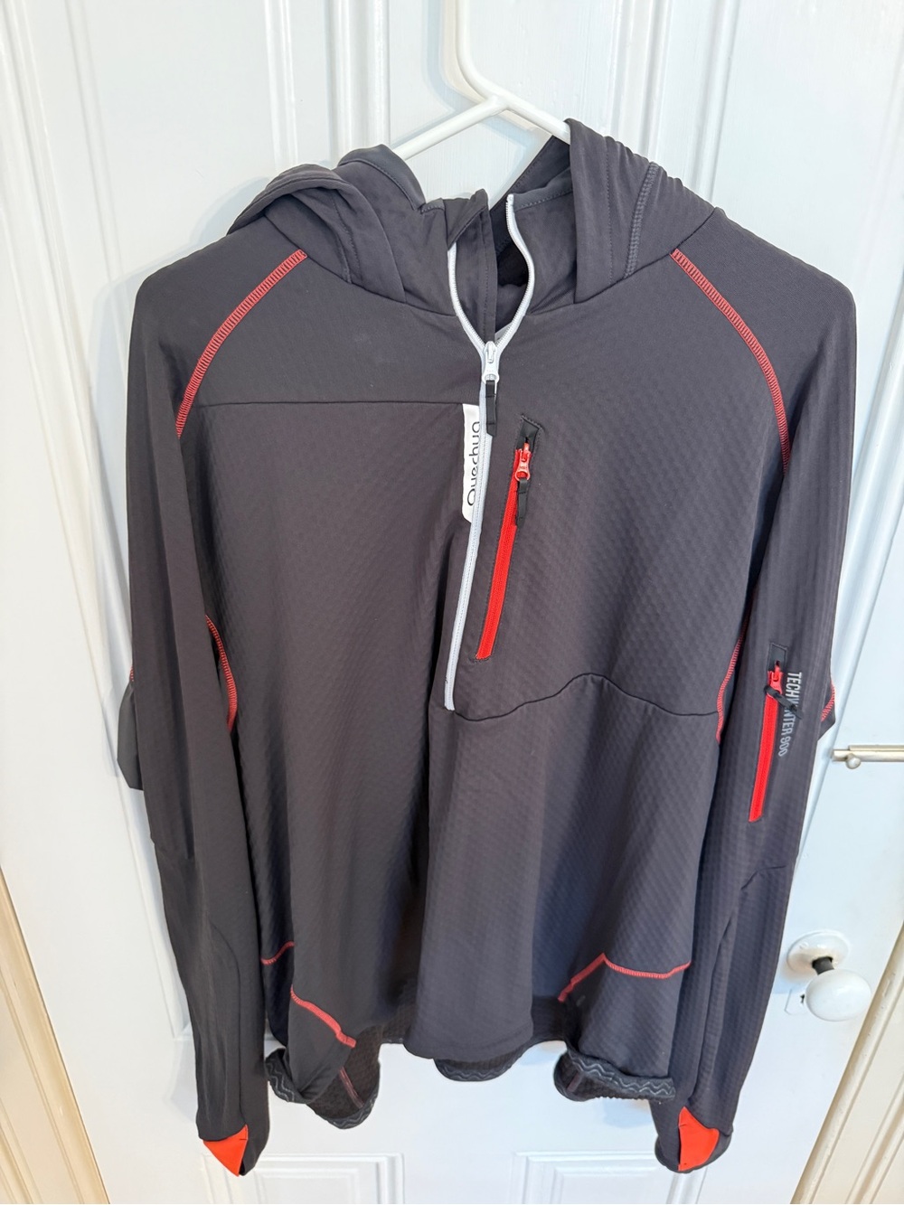 Quechua Hooded Jacket - Black with Red Accents XXL